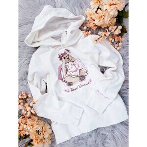 Teenie Weenie Y2K Bear Embroidered Lace School Hooded Pullover Cotton Sweater M